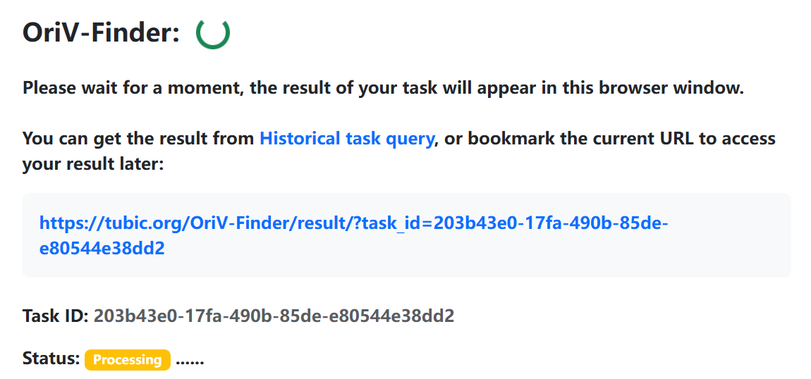 Task Submission Result Interface